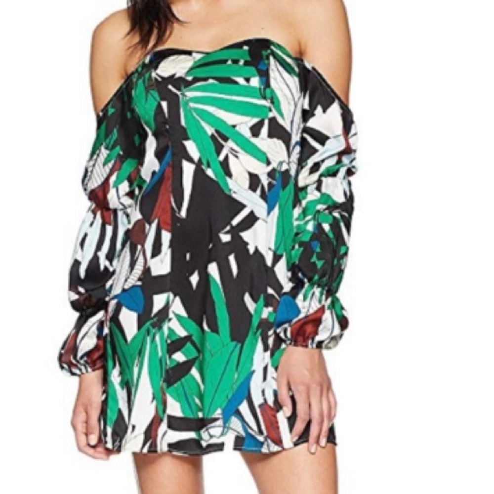 Alexia Admor Tropical Print Off the Shoulder Mini Dress